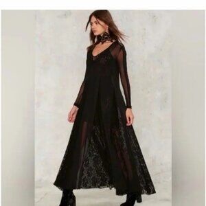 We are HAH Mama Maxi Sheer Slip Dress Free People Revolve Goth Medium Boho Lace